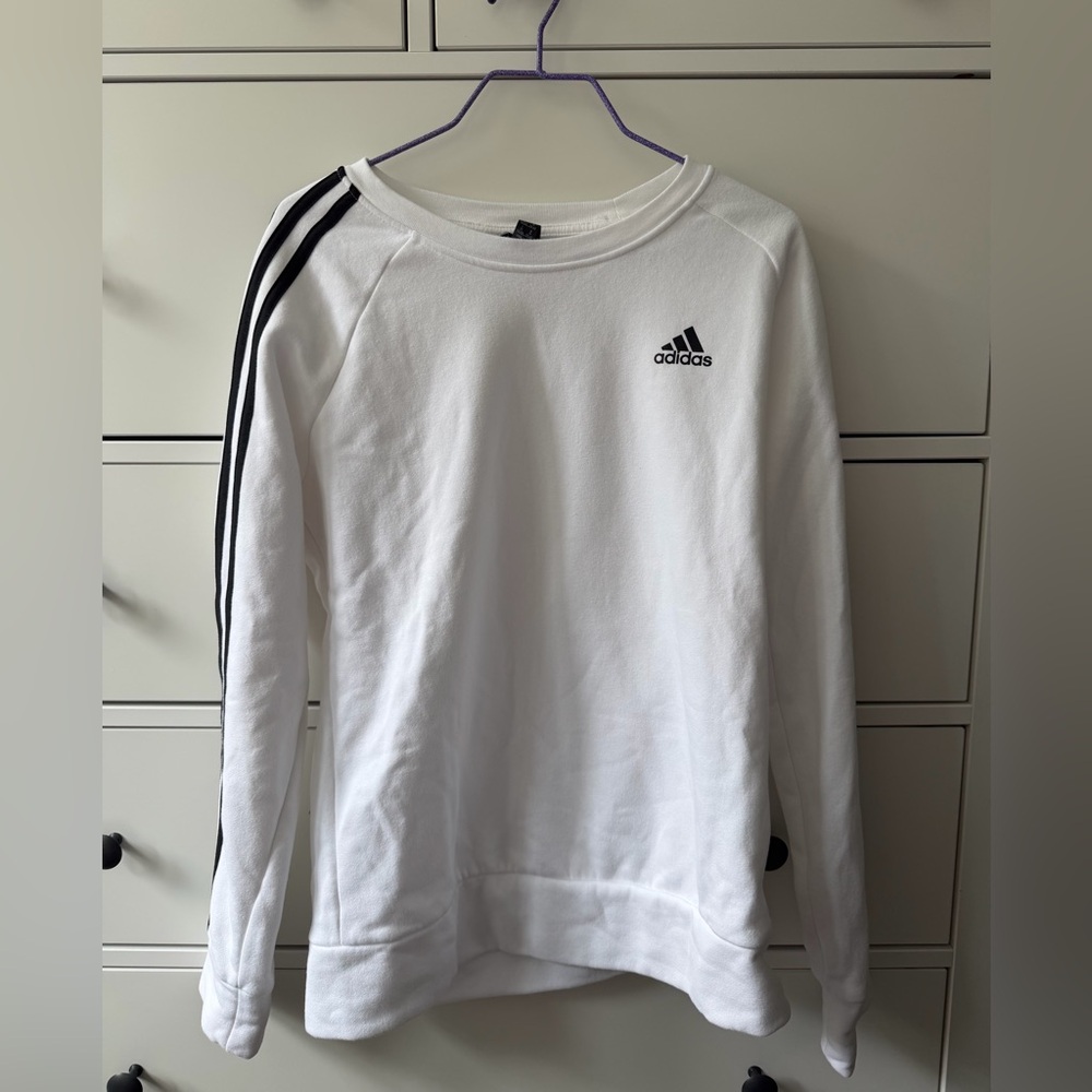 adidas white crewneck